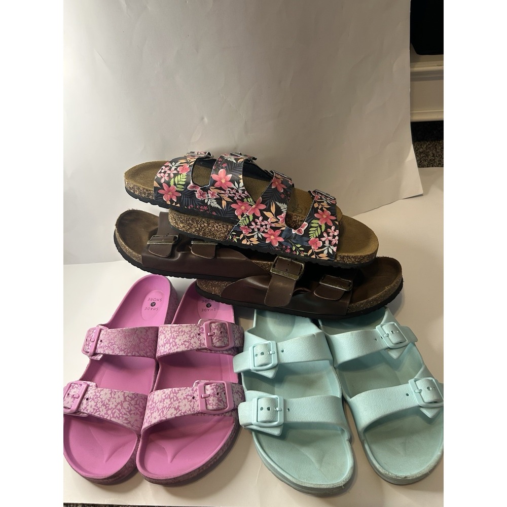 Lot of 4 Women's Footbed Slide Sandals Mixed Sizes 7 7-8 8 L 9/10 Casual Summer